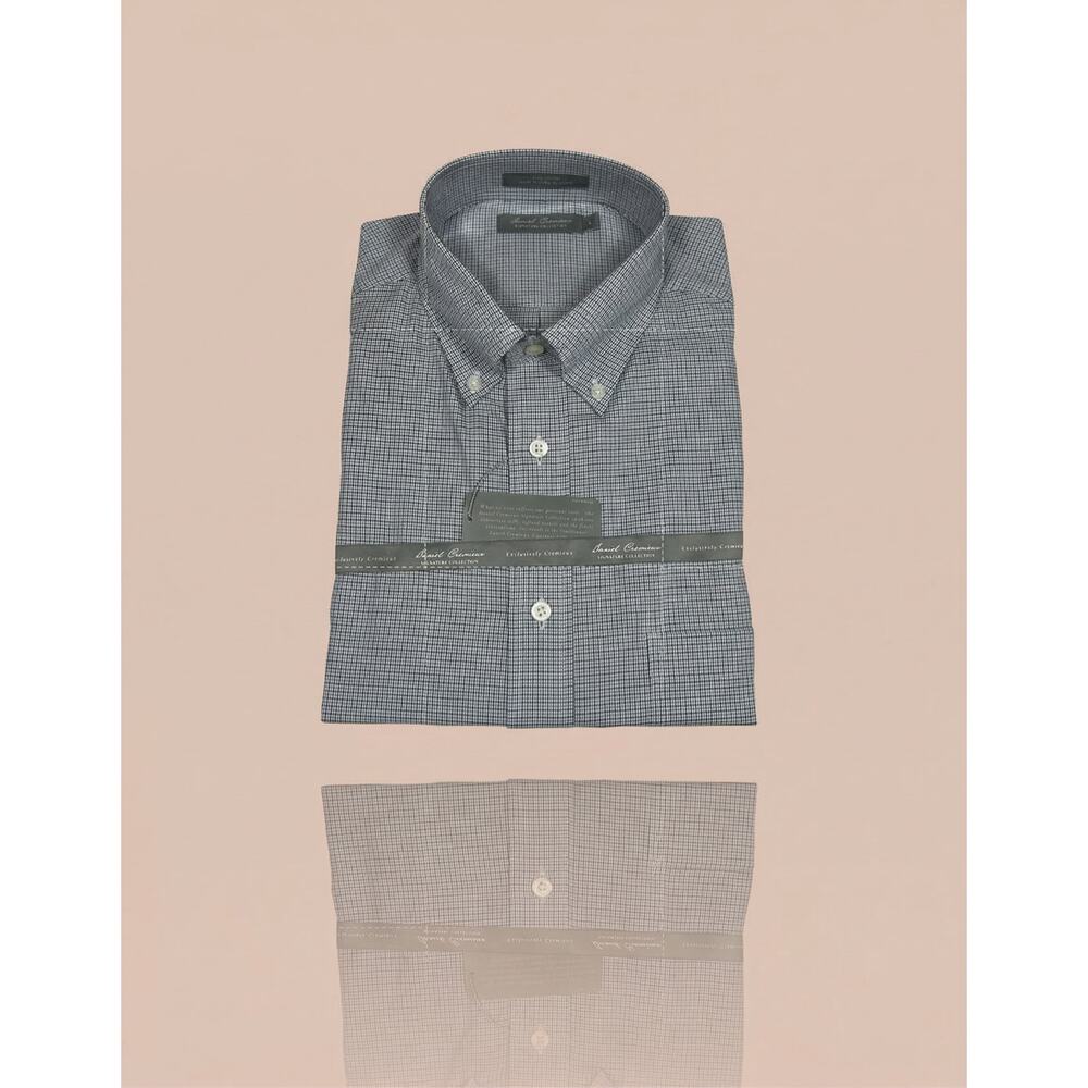 NEW Daniel Cremieux Signature Collection Men's Large Blue Black Dress Shirt